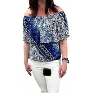 NEW VAVA paisley print on or off shoulder top in multi blue